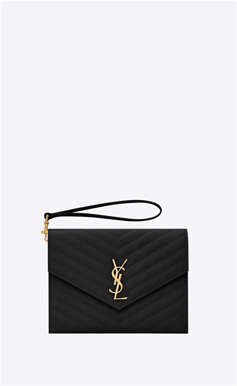 ysl black chevron clutch|ysl monogram quilted clutch.